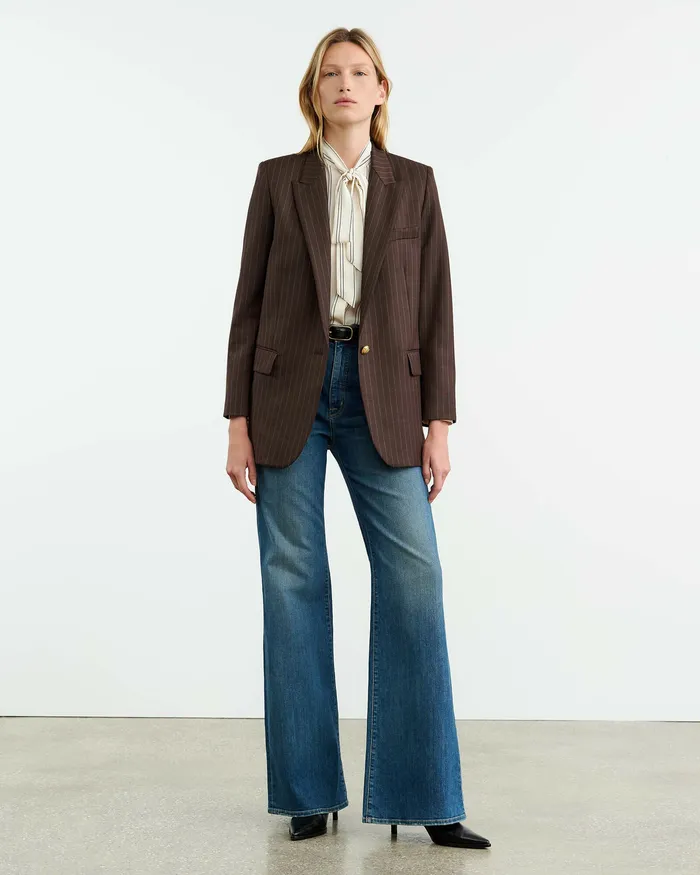 Jackets and Blazers Nili Lotan Women DIANE BLAZER Brown Pinstripe