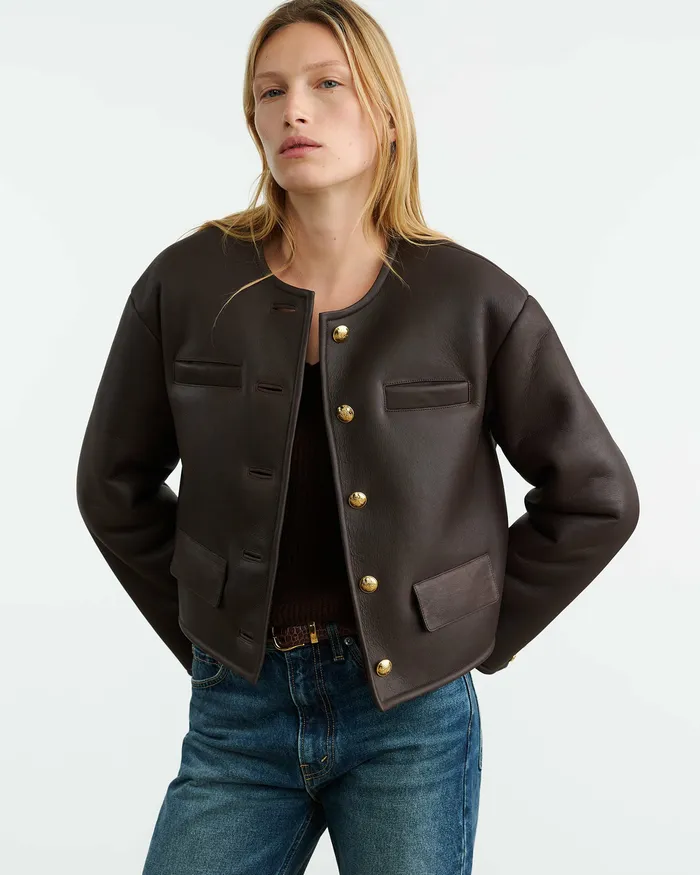 Jackets and Blazers Nili Lotan Women SELINA SHEARLING JACKET Espresso