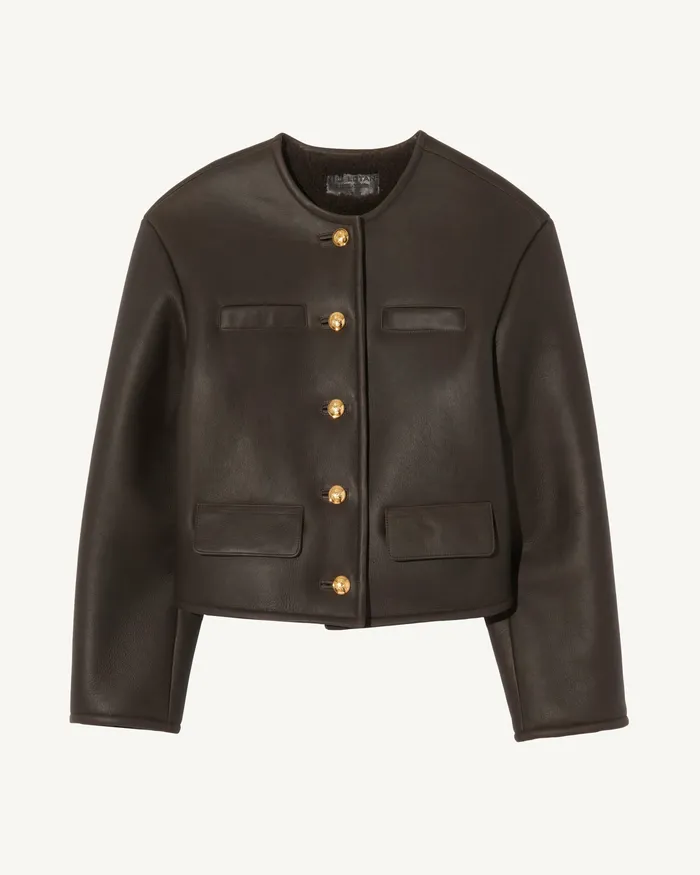 Jackets and Blazers Nili Lotan Women SELINA SHEARLING JACKET Espresso