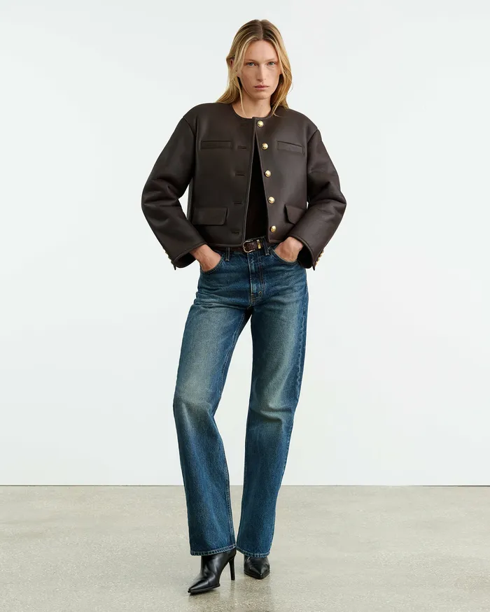 Jackets and Blazers Nili Lotan Women SELINA SHEARLING JACKET Espresso