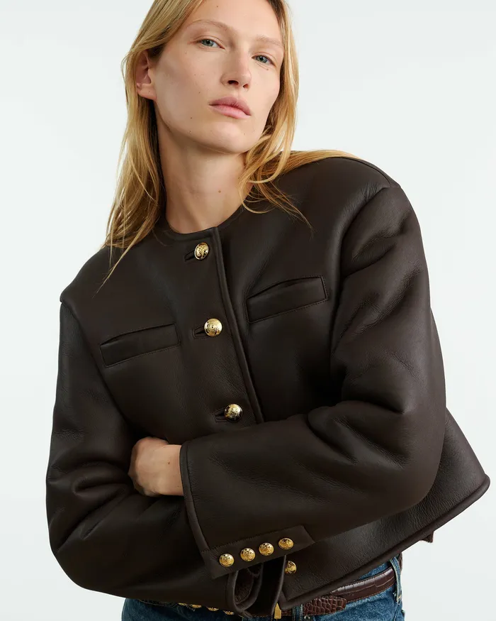 Jackets and Blazers Nili Lotan Women SELINA SHEARLING JACKET Espresso