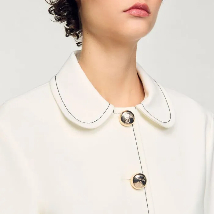Jackets and Blazers Women SANDRO Peter Pan Collar Cropped Jacket Ecru