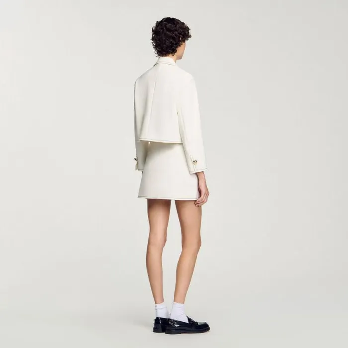 Jackets and Blazers Women SANDRO Peter Pan Collar Cropped Jacket Ecru