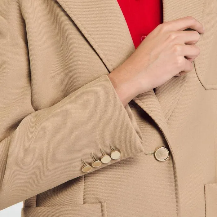 Jackets and Blazers Women SANDRO Slimfit Suit Jacket Sand