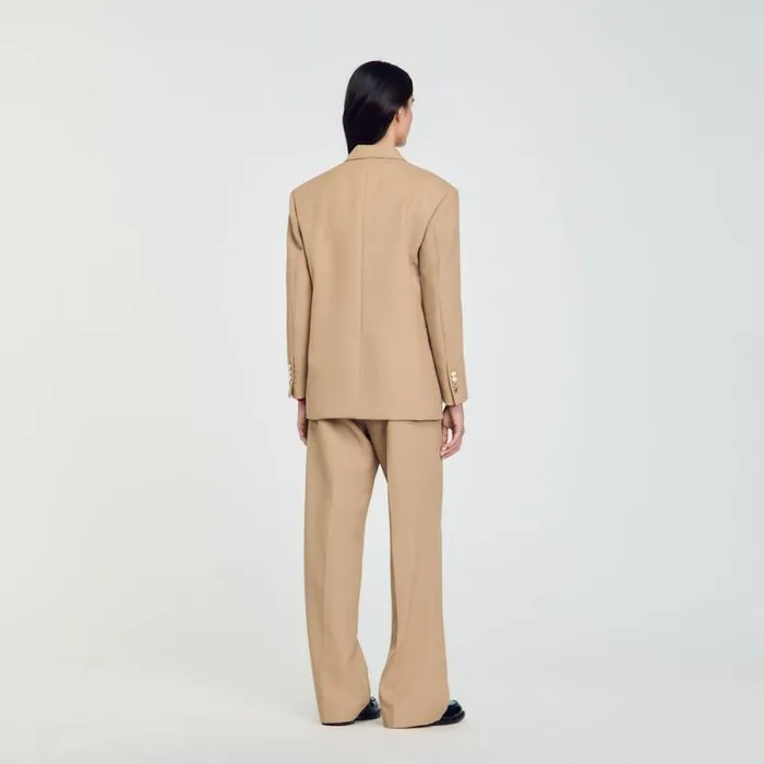 Jackets and Blazers Women SANDRO Slimfit Suit Jacket Sand