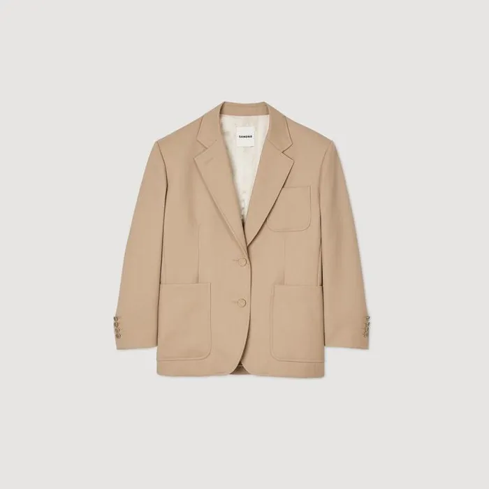 Jackets and Blazers Women SANDRO Slimfit Suit Jacket Sand