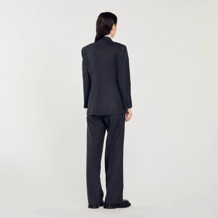 Jackets and Blazers Women SANDRO Stripy Suit Jacket Grey