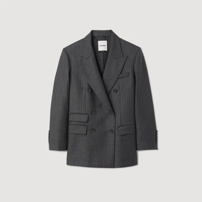 Jackets and Blazers Women SANDRO Stripy Suit Jacket Grey