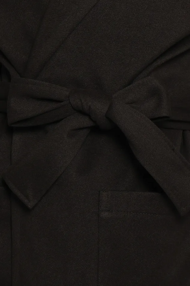 Jackets and Coats Kloss Tie Front Long Coat 8211 Black Black 8211 petalandpup Women