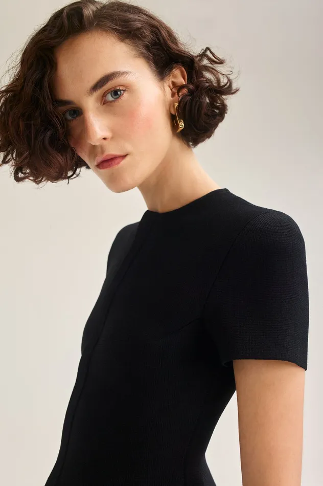 Jackets CREPE KNIT SHORT SLEEVE PEPLUM JACKET BLACK 8211 Scanlan Theodore Women Jackets CREPE KNIT SHORT SLEEVE PEPLUM JACKET BLACK 8211 Scanlan Theodore Women