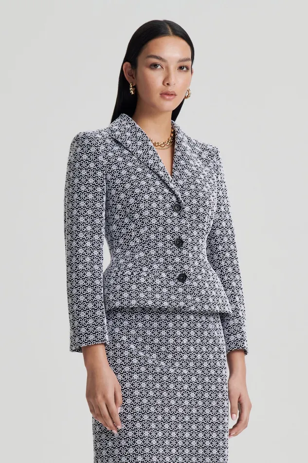 Jackets EMBROIDERED FLORAL JACKET BLACKWHITE Scanlan Theodore Women