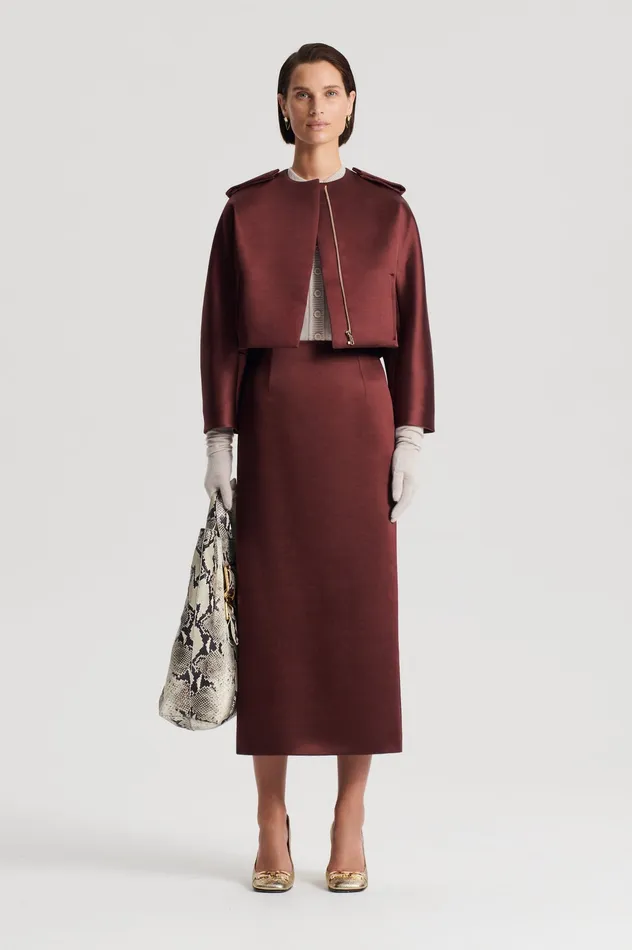 Jackets Scanlan Theodore Women SATIN COCOON SLEEVE JACKET BURGUNDY
