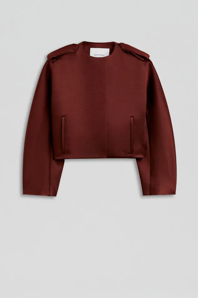 Jackets Scanlan Theodore Women SATIN COCOON SLEEVE JACKET BURGUNDY