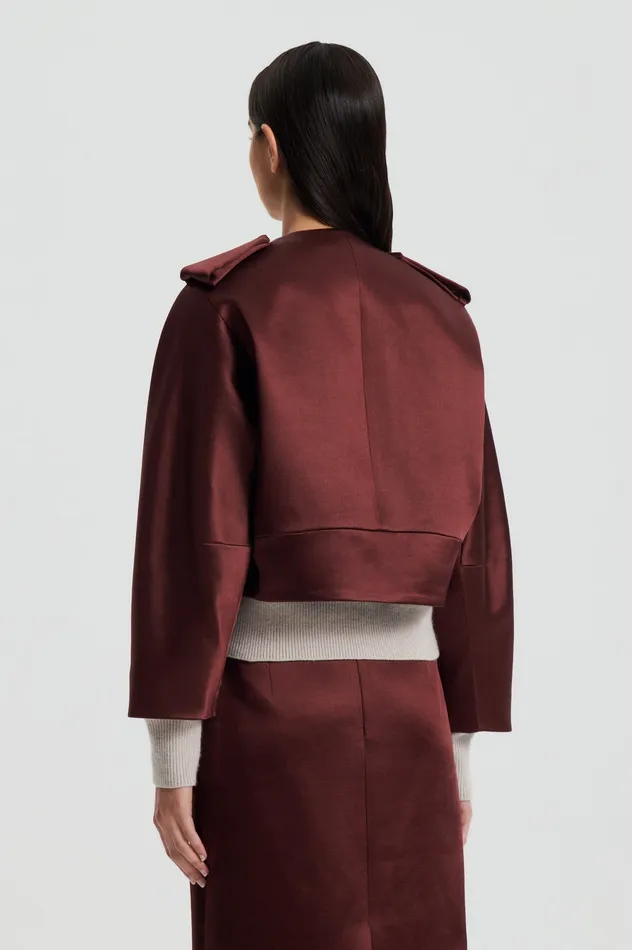 Jackets Scanlan Theodore Women SATIN COCOON SLEEVE JACKET BURGUNDY
