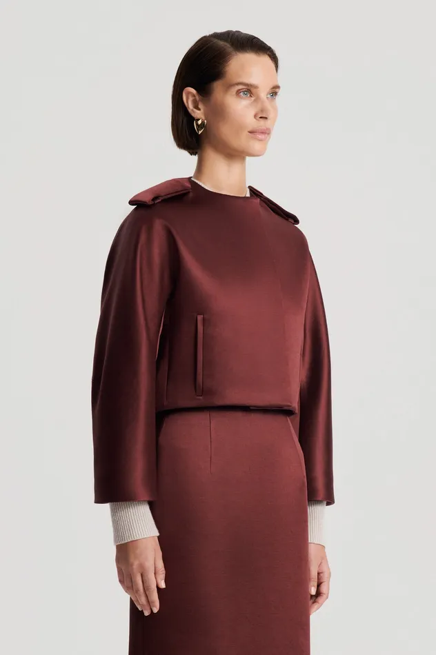 Jackets Scanlan Theodore Women SATIN COCOON SLEEVE JACKET BURGUNDY