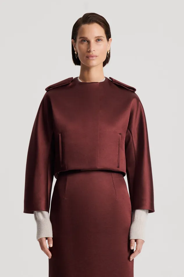 Jackets Scanlan Theodore Women SATIN COCOON SLEEVE JACKET BURGUNDY