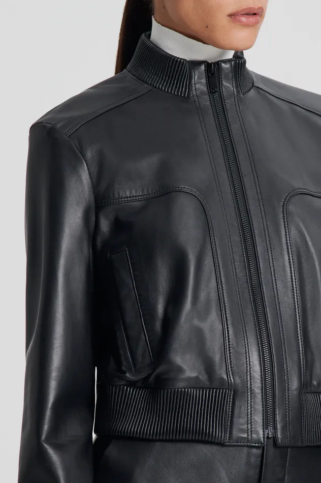 Jackets Women Scanlan Theodore LEATHER BOMBER BLACK Jackets Women Scanlan Theodore LEATHER BOMBER BLACK