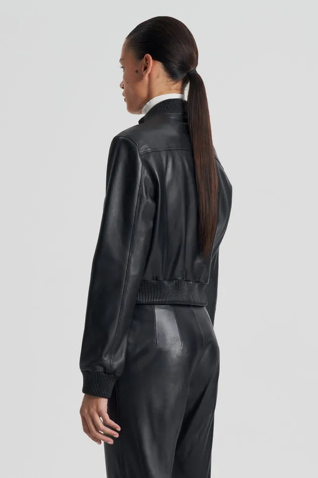 Jackets Women Scanlan Theodore LEATHER BOMBER BLACK Jackets Women Scanlan Theodore LEATHER BOMBER BLACK