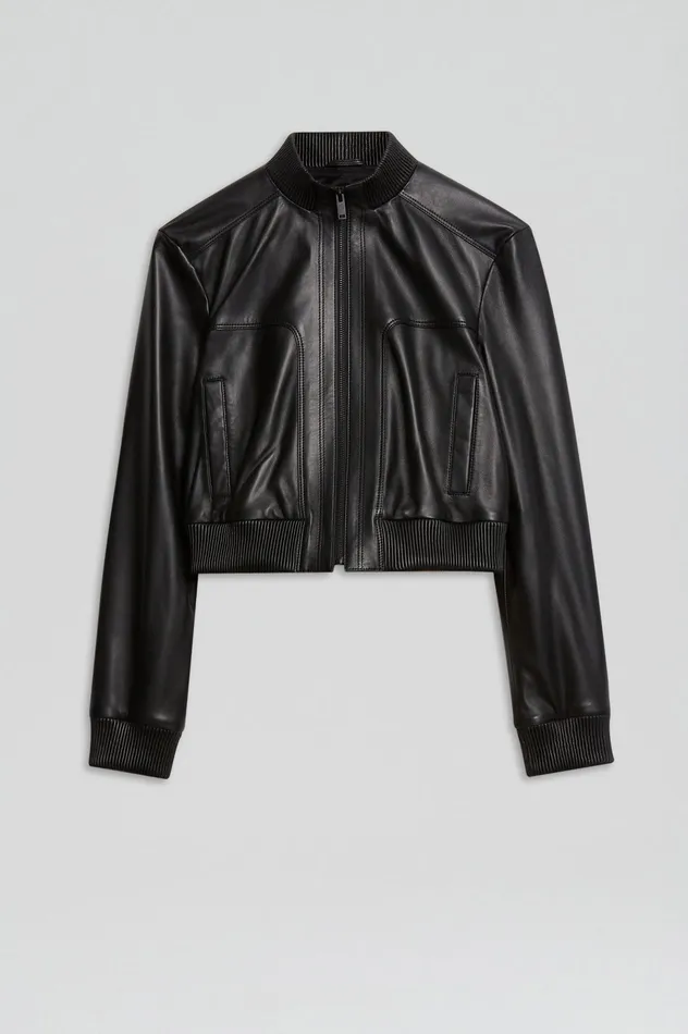 Jackets Women Scanlan Theodore LEATHER BOMBER BLACK Jackets Women Scanlan Theodore LEATHER BOMBER BLACK