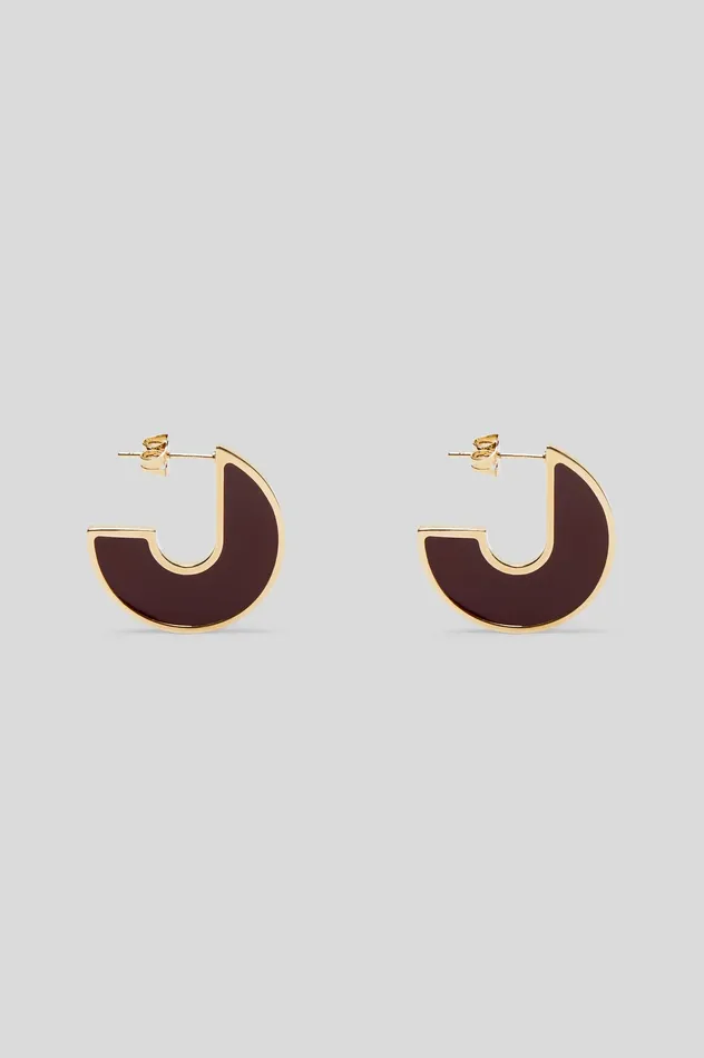 Jewelry Scanlan Theodore Women ENAMEL FLAT HOOP EARRINGS BURGUNDY Jewelry Scanlan Theodore Women ENAMEL FLAT HOOP EARRINGS BURGUNDY