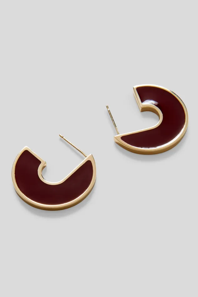 Jewelry Scanlan Theodore Women ENAMEL FLAT HOOP EARRINGS BURGUNDY Jewelry Scanlan Theodore Women ENAMEL FLAT HOOP EARRINGS BURGUNDY