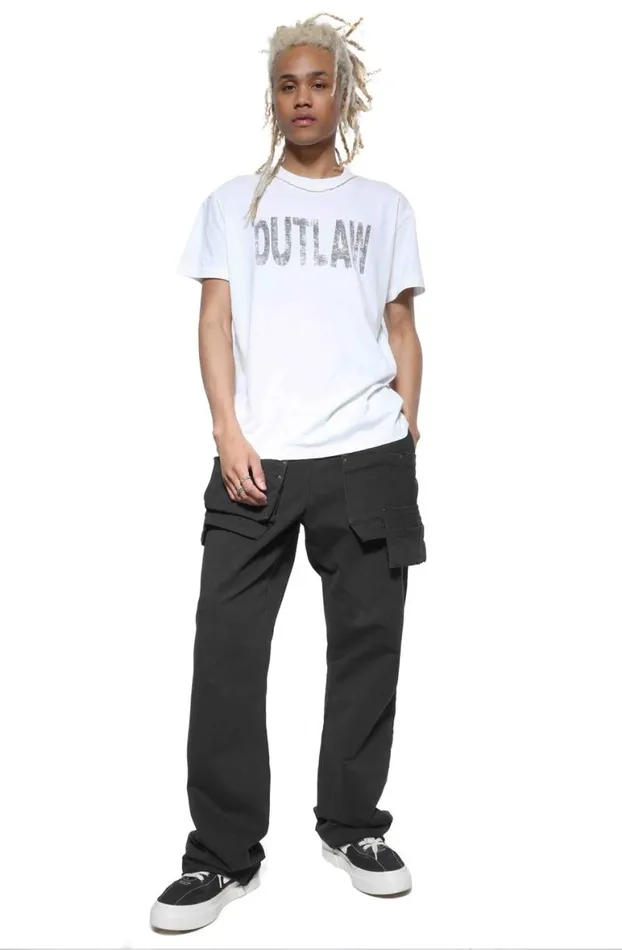 Joggers Men Jaded London Washed Black Workwear Flared Fit Jogger