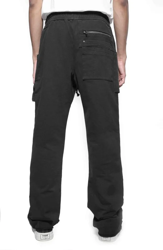 Joggers Men Jaded London Washed Black Workwear Flared Fit Jogger