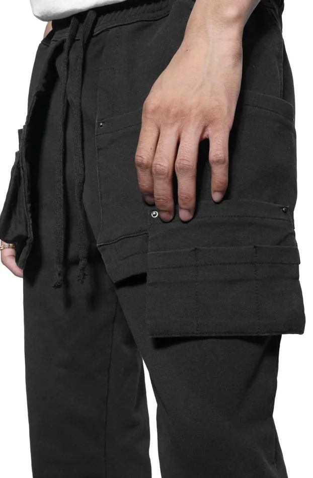 Joggers Men Jaded London Washed Black Workwear Flared Fit Jogger