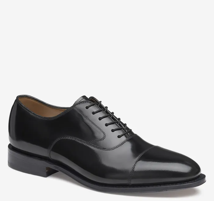Johnston and Murphy Melton Cap Toe Black Calfskin Men Shoes