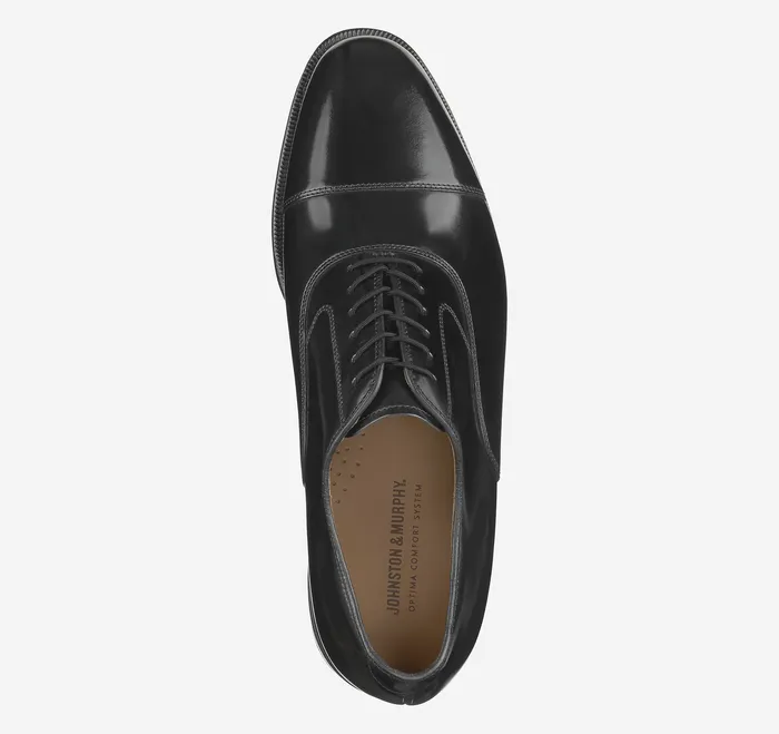 Johnston and Murphy Melton Cap Toe Black Calfskin Men Shoes