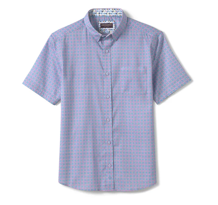 Johnston and Murphy Printed ShortSleeve Shirt Blue Watermelon Men ShortSleeve Shirts