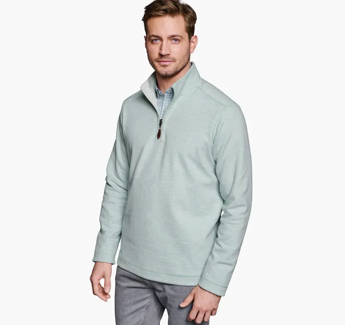 Johnston and Murphy Reversible Solid QuarterZip Mint Men Sweaters and Knits