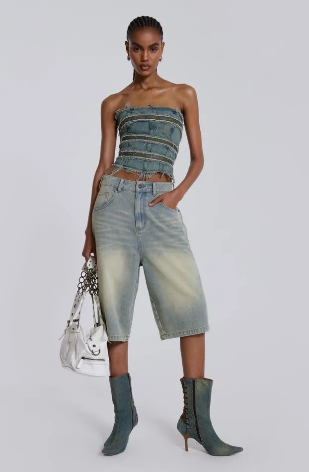 Jorts Women Jaded London Light Wash Jumbo Jorts