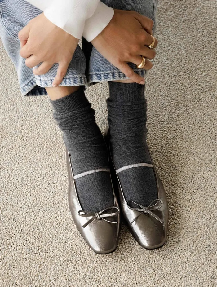 Kaa Cosmic Silver Women Bobbies Ballet Flats