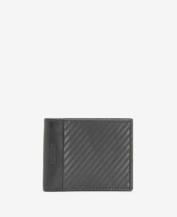 Kenneth Cole Bags and Belts Men Carbon Fiber Slimfold Wallet Black