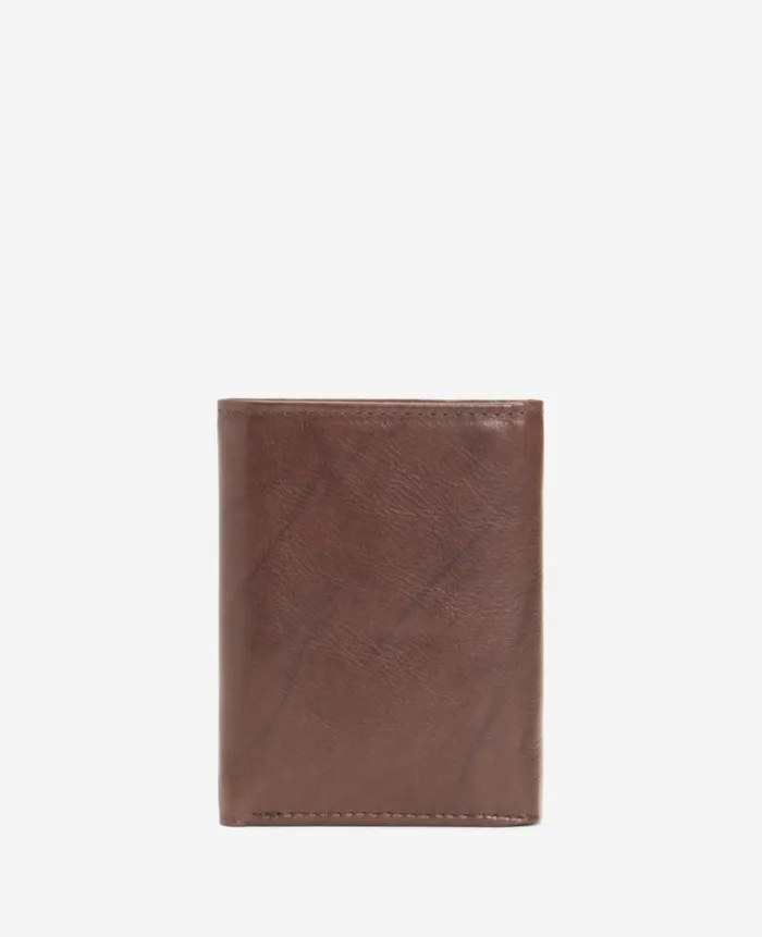 Kenneth Cole Bags and Belts Men Crunch Leather Slimfold Wallet Brown