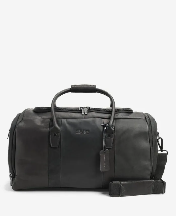 Kenneth Cole Bags and Belts Men Leather Duffel Bag Black