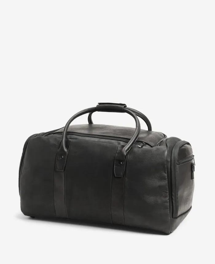 Kenneth Cole Bags and Belts Men Leather Duffel Bag Black