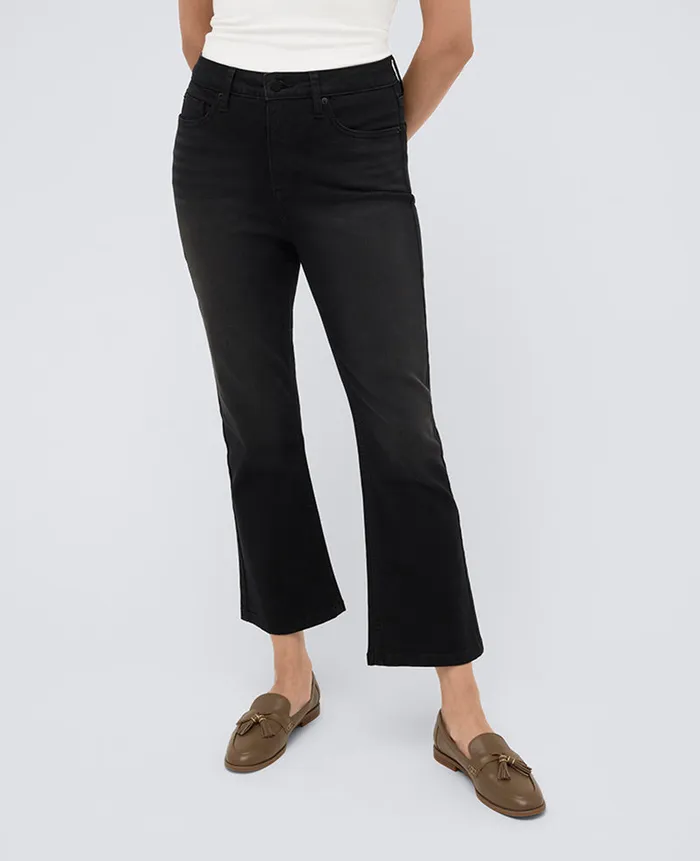 Kenneth Cole Denim Women High Rise Cropped Kick Flare Denim Jeans Blue