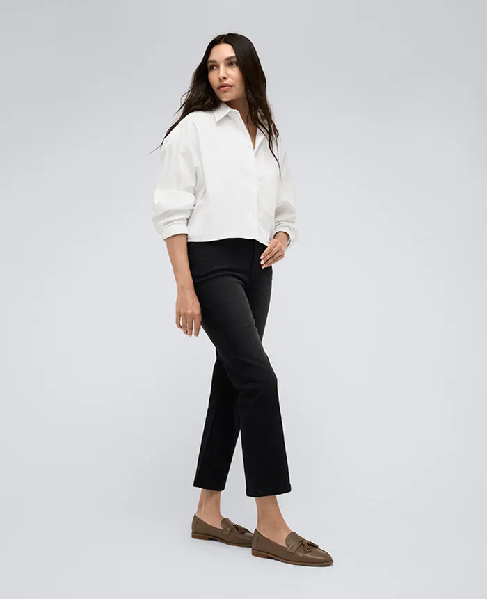Kenneth Cole Denim Women High Rise Cropped Kick Flare Denim Jeans Blue