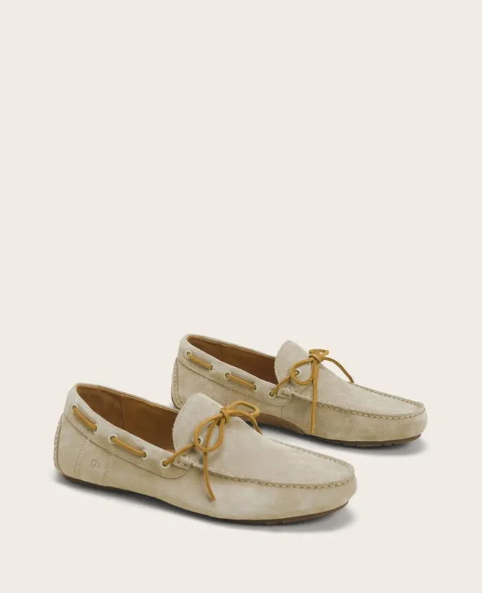 Kenneth Cole Loafers Men GENTLE SOULS 8211 Nyle Leather Driver Boat Shoe Beige