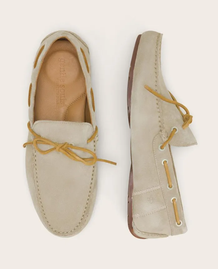 Kenneth Cole Loafers Men GENTLE SOULS 8211 Nyle Leather Driver Boat Shoe Beige