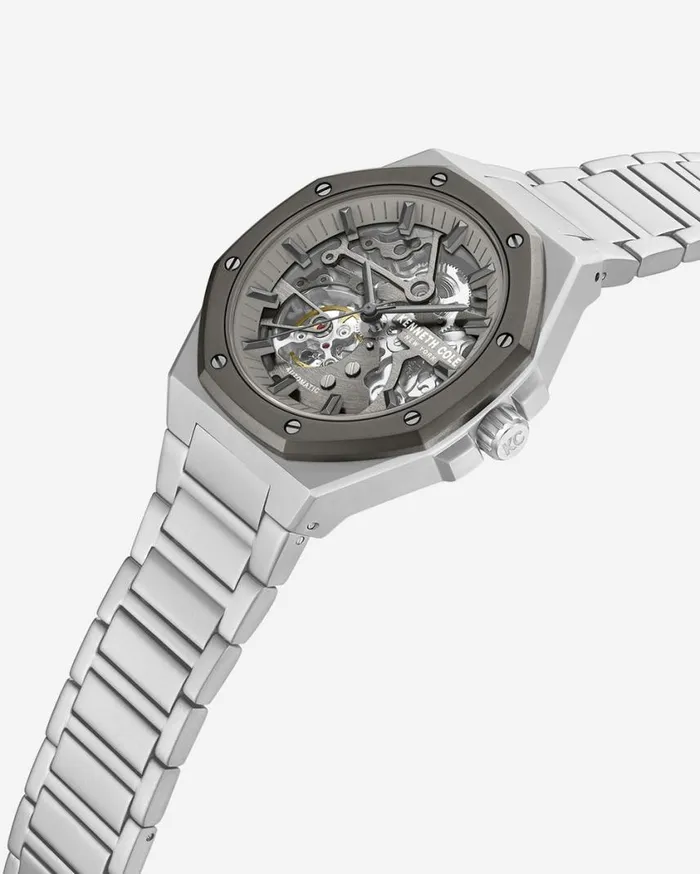 Kenneth Cole Mens Men Kenneth Cole Octagonal Automatic Bracelet Watch Metallic Kenneth Cole Mens Men Kenneth Cole Octagonal Automatic Bracelet Watch Metallic