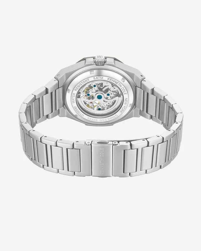 Kenneth Cole Mens Men Kenneth Cole Octagonal Automatic Bracelet Watch Metallic Kenneth Cole Mens Men Kenneth Cole Octagonal Automatic Bracelet Watch Metallic