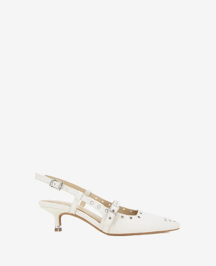 Kenneth Cole Pumps and Heels Women Martha Eyelet Slingback Kitten Heel White