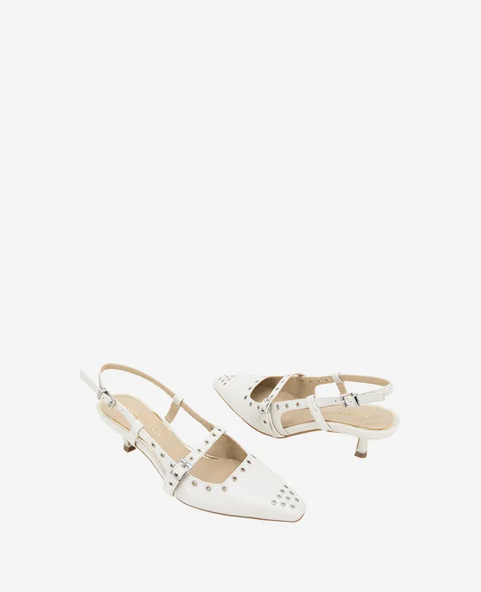 Kenneth Cole Pumps and Heels Women Martha Eyelet Slingback Kitten Heel White Kenneth Cole Pumps and Heels Women Martha Eyelet Slingback Kitten Heel White