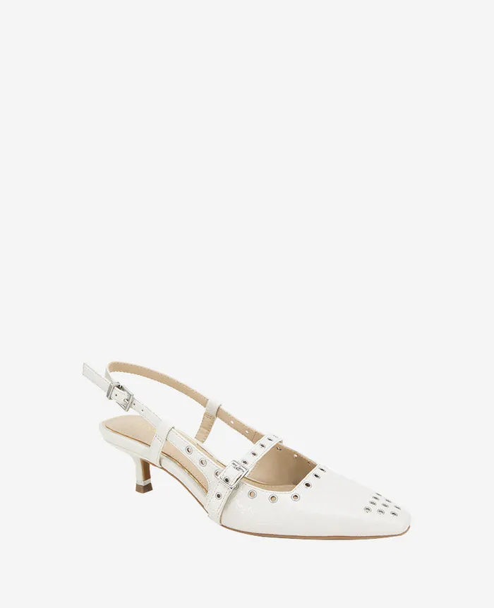 Kenneth Cole Pumps and Heels Women Martha Eyelet Slingback Kitten Heel White Kenneth Cole Pumps and Heels Women Martha Eyelet Slingback Kitten Heel White