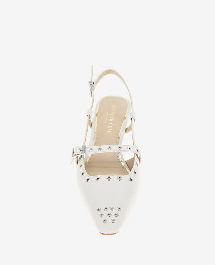 Kenneth Cole Pumps and Heels Women Martha Eyelet Slingback Kitten Heel White Kenneth Cole Pumps and Heels Women Martha Eyelet Slingback Kitten Heel White