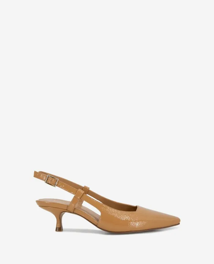 Kenneth Cole Pumps and Heels Women Martha Patent Slingback Kitten Heel Brown