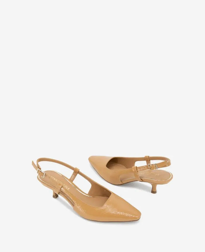 Kenneth Cole Pumps and Heels Women Martha Patent Slingback Kitten Heel Brown Kenneth Cole Pumps and Heels Women Martha Patent Slingback Kitten Heel Brown